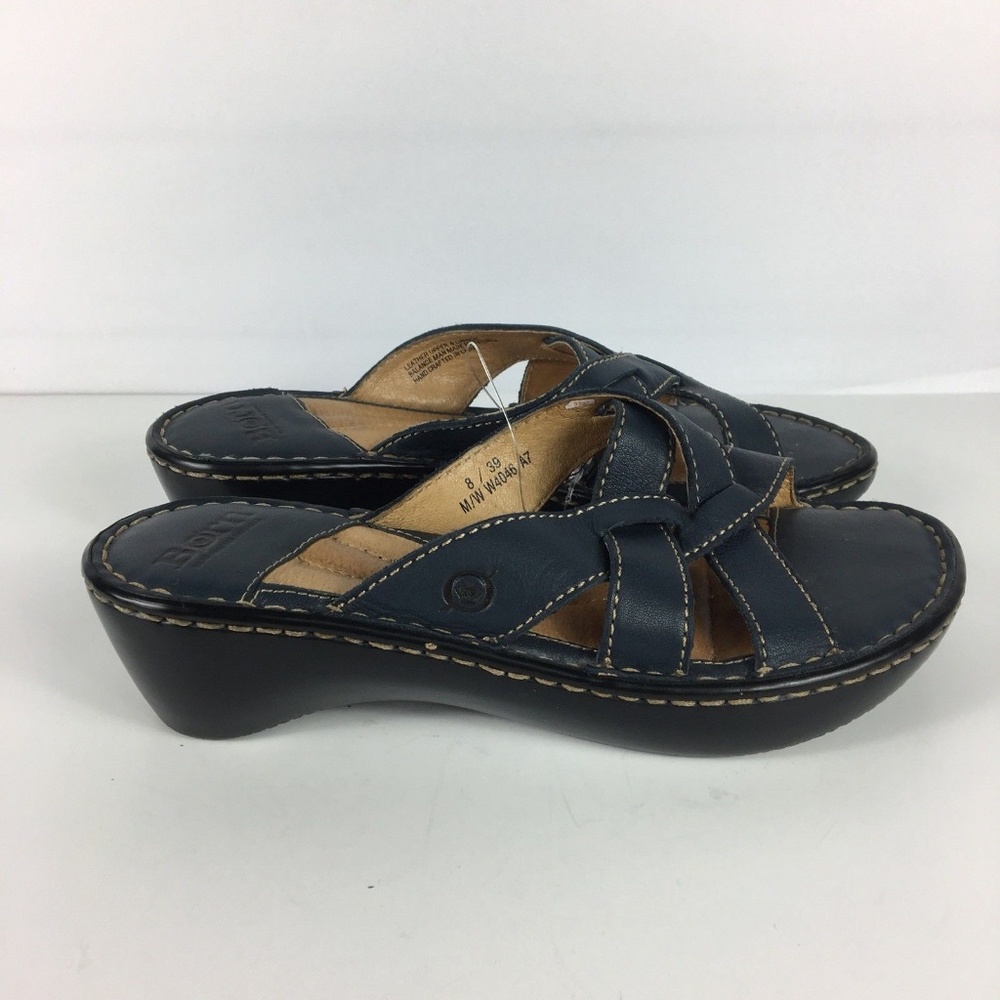 Born Slide Sandal Women Size 8 Blue Leather Shoes - Picture 3 of 8